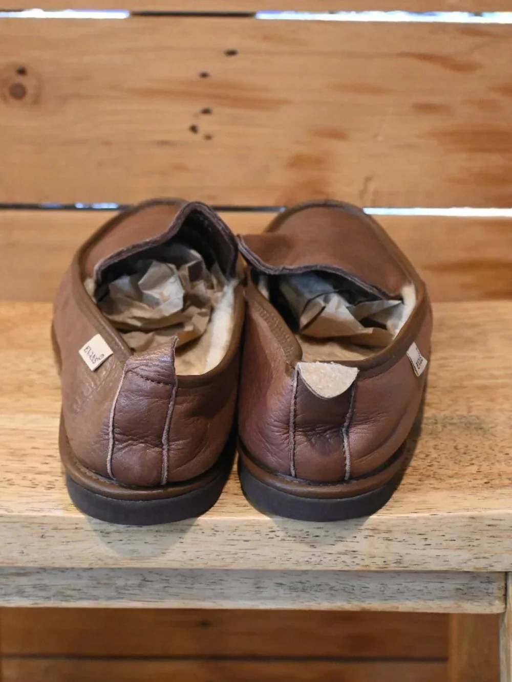 Vintage LB Evans Deerking Shearling Lined Deerskin Moccasins - US M9 Made in USA